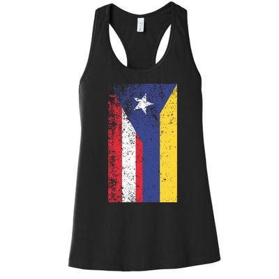 Colombia Puerto Rico Flag Pride Women's Racerback Tank