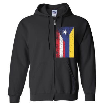 Colombia Puerto Rico Flag Pride Full Zip Hoodie