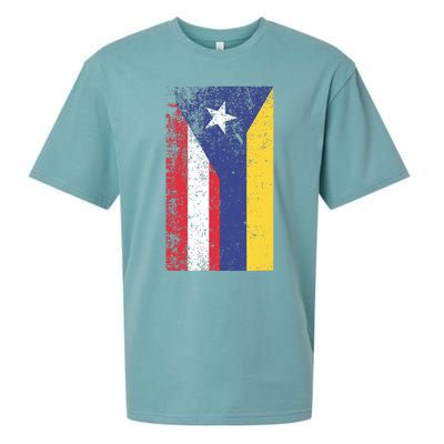 Colombia Puerto Rico Flag Pride Sueded Cloud Jersey T-Shirt