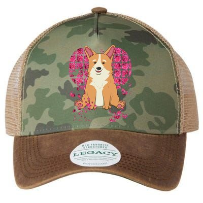 Corgi Pink Rose Flower Heart Dog Mom Floral Valentines Day Cute Gift Legacy Tie Dye Trucker Hat