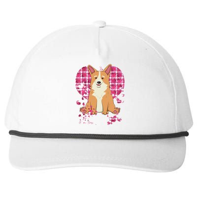 Corgi Pink Rose Flower Heart Dog Mom Floral Valentines Day Cute Gift Snapback Five-Panel Rope Hat