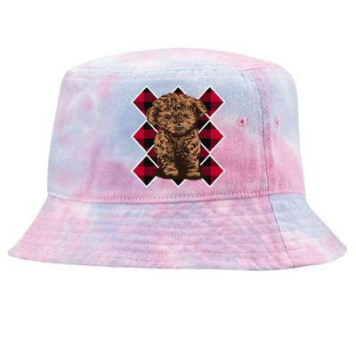 Christmas Poodle Red Plaid Pattern Cool Gift Tie-Dyed Bucket Hat