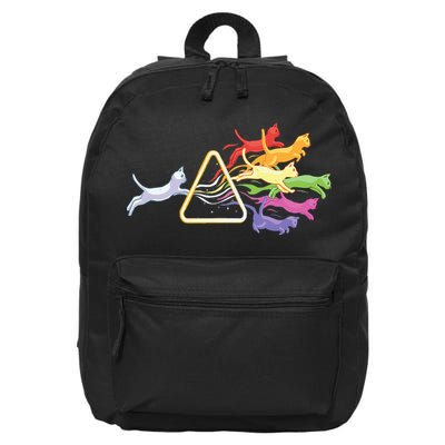 Cat Prism Rainbow Light Funny Physics Science Spectral Cat 16 in Basic Backpack