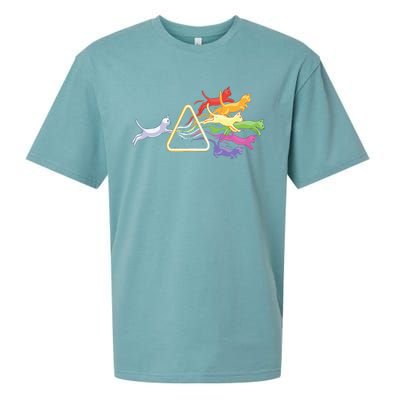 Cat Prism Rainbow Light Funny Physics Science Spectral Cat Sueded Cloud Jersey T-Shirt