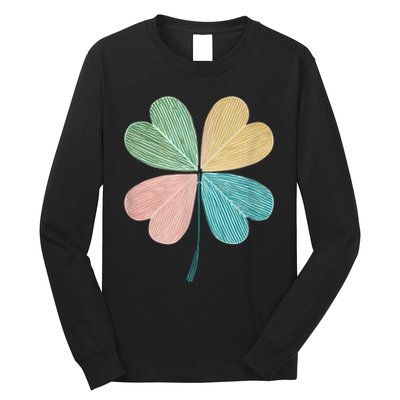 Chic Pretty Retro Lucky St.Patrick’S Day Four Leaf Clover Long Sleeve Shirt