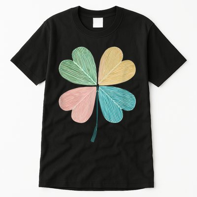 Chic Pretty Retro Lucky St.Patrick’S Day Four Leaf Clover Tall T-Shirt