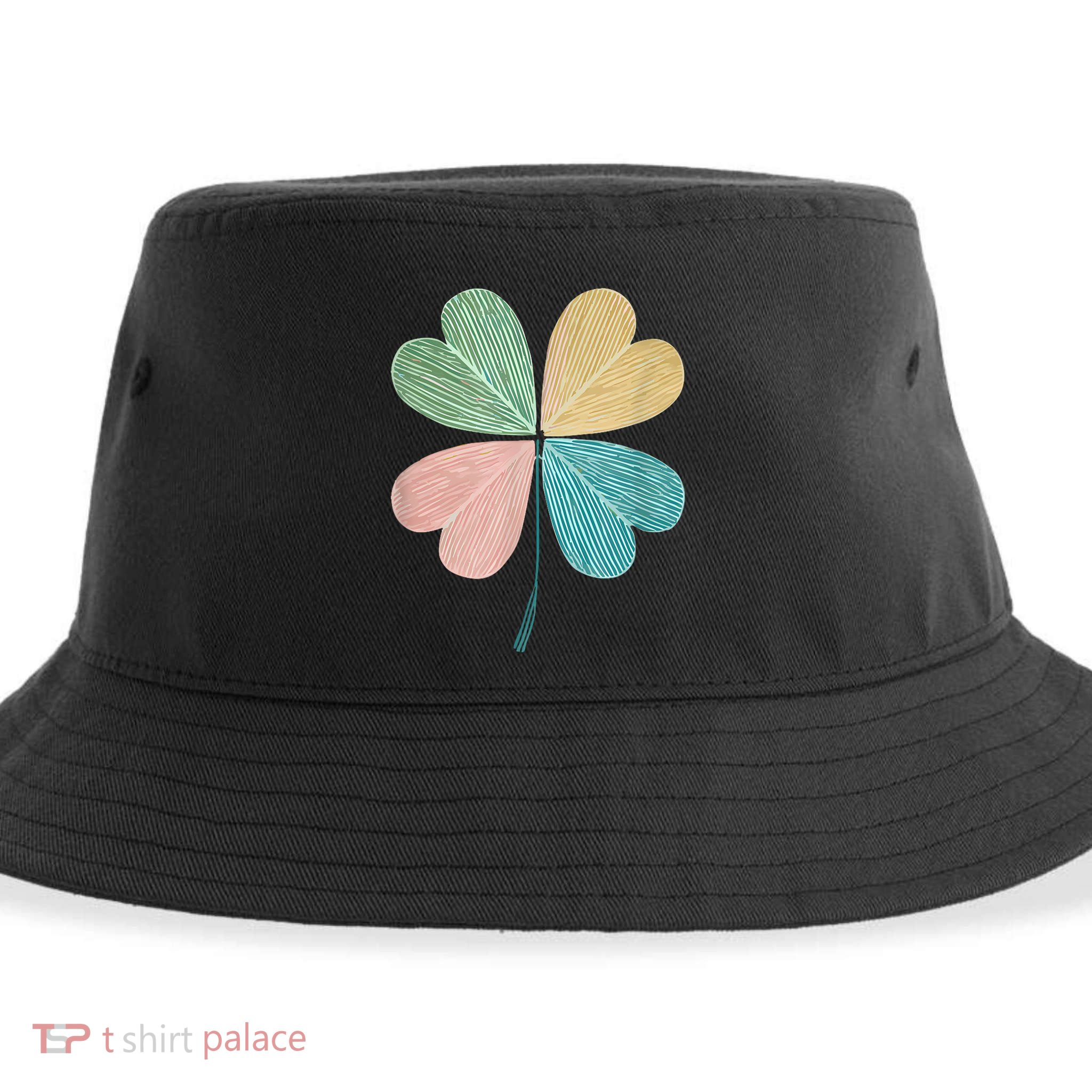 Chic Pretty Retro Lucky St.Patrick’S Day Four Leaf Clover Sustainable Bucket Hat