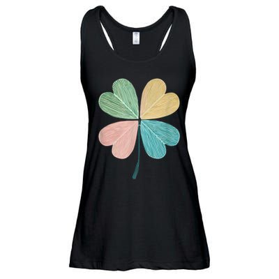 Chic Pretty Retro Lucky St.Patrick’S Day Four Leaf Clover Ladies Essential Flowy Tank