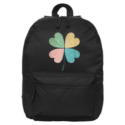 Chic Pretty Retro Lucky St.Patrick’S Day Four Leaf Clover 16 in Basic Backpack