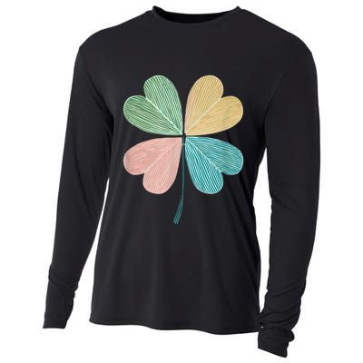 Chic Pretty Retro Lucky St.Patrick’S Day Four Leaf Clover Cooling Performance Long Sleeve Crew