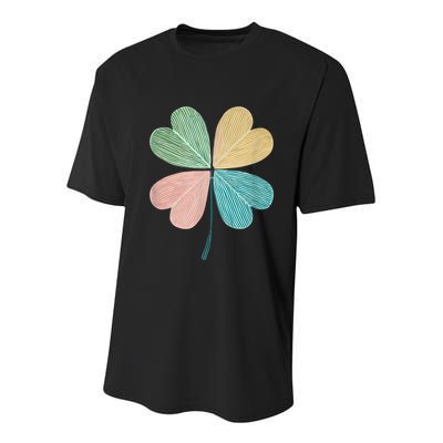 Chic Pretty Retro Lucky St.Patrick’S Day Four Leaf Clover Youth Performance Sprint T-Shirt