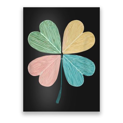 Chic Pretty Retro Lucky St.Patrick’S Day Four Leaf Clover Poster