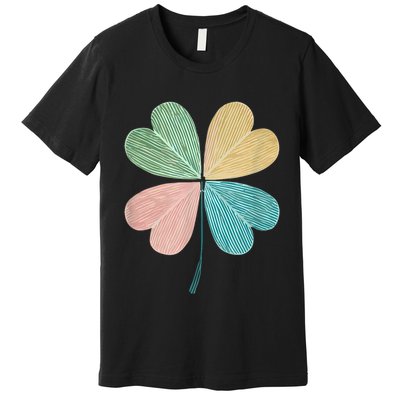 Chic Pretty Retro Lucky St.Patrick’S Day Four Leaf Clover Premium T-Shirt