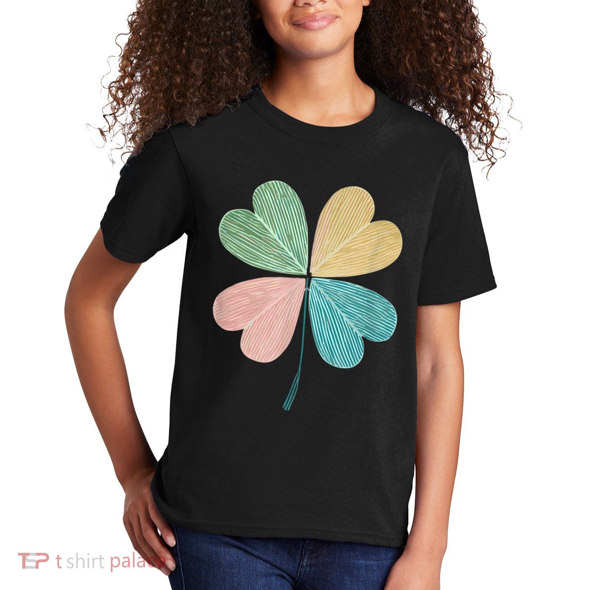Chic Pretty Retro Lucky St.Patrick’S Day Four Leaf Clover Kids T-Shirt
