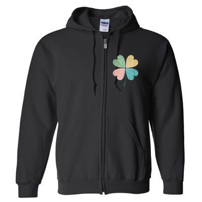 Chic Pretty Retro Lucky St.Patrick’S Day Four Leaf Clover Full Zip Hoodie
