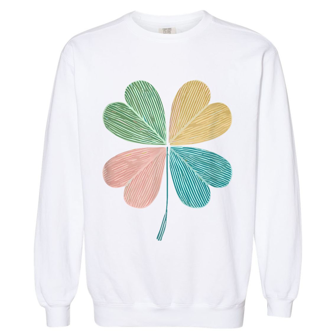 Chic Pretty Retro Lucky St.Patrick’S Day Four Leaf Clover Garment-Dyed Sweatshirt