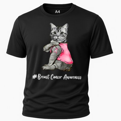 Cat Pink Ribbon Breast Cancer Performance Shirt