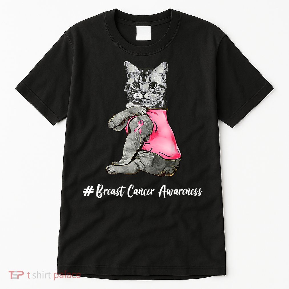 Cat Pink Ribbon Breast Cancer Tall T-Shirt