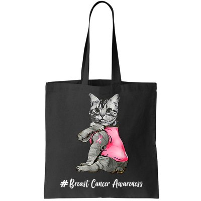 Cat Pink Ribbon Breast Cancer Bag