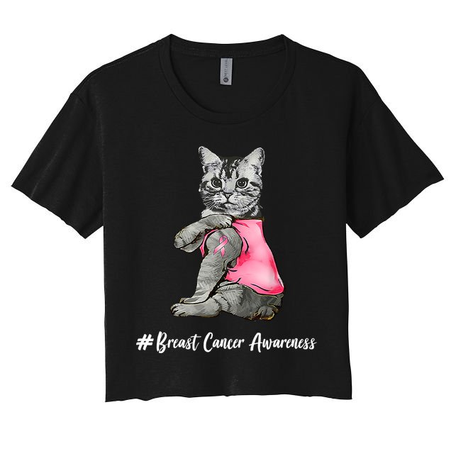 Cat Pink Ribbon Breast Cancer Crop Top