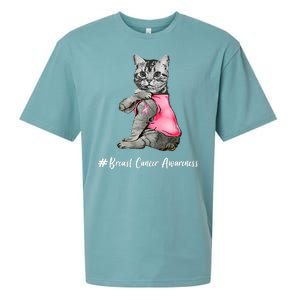 Cat Pink Ribbon Breast Cancer Sueded Cloud Jersey T-Shirt