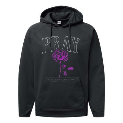 Christian Prayer Rose Streetwear For N Floral Faith Performance Fleece Hoodie