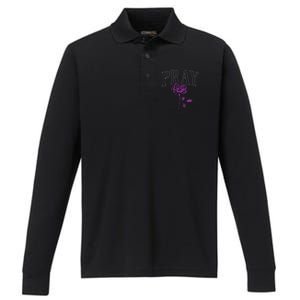 Christian Prayer Rose Streetwear For N Floral Faith Performance Long Sleeve Polo