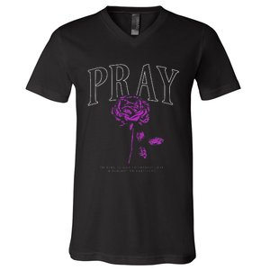 Christian Prayer Rose Streetwear For N Floral Faith V-Neck T-Shirt