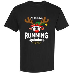 Christmas Pjs Running Xmas Reindeer Matching Garment-Dyed Heavyweight T-Shirt