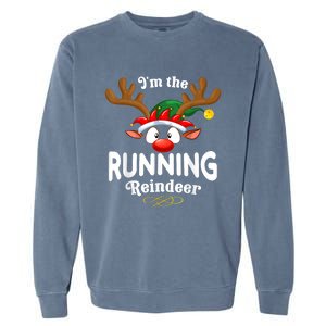 Christmas Pjs Running Xmas Reindeer Matching Garment-Dyed Sweatshirt