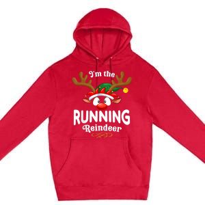 Christmas Pjs Running Xmas Reindeer Matching Premium Pullover Hoodie