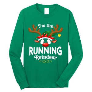 Christmas Pjs Running Xmas Reindeer Matching Long Sleeve Shirt