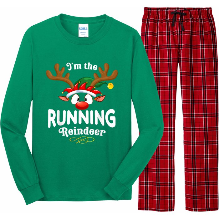 Christmas Pjs Running Xmas Reindeer Matching Long Sleeve Pajama Set