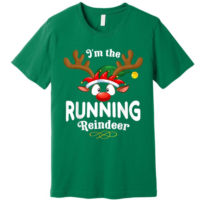 Christmas Pjs Running Xmas Reindeer Matching Premium T-Shirt