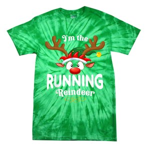 Christmas Pjs Running Xmas Reindeer Matching Tie-Dye T-Shirt