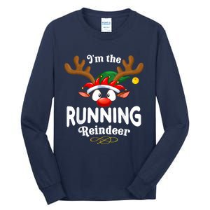 Christmas Pjs Running Xmas Reindeer Matching Tall Long Sleeve T-Shirt