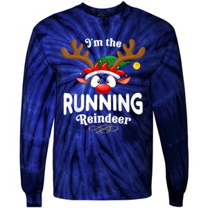 Christmas Pjs Running Xmas Reindeer Matching Tie-Dye Long Sleeve Shirt