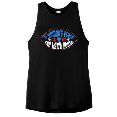 Cute Patriotic Rwb A Womans Place Is In The White House Ladies PosiCharge Tri-Blend Wicking Tank