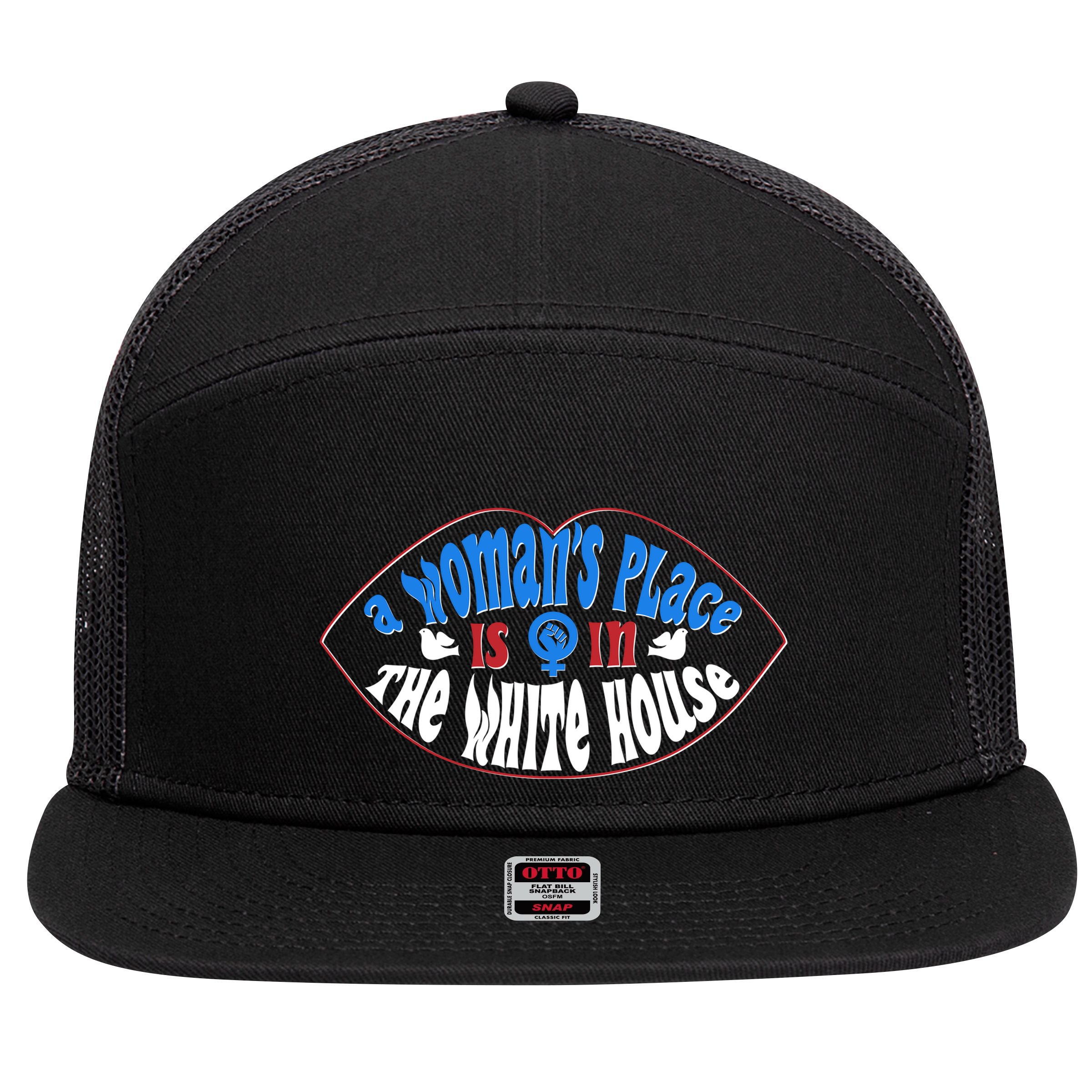 Cute Patriotic Rwb A Womans Place Is In The White House 7 Panel Mesh Trucker Snapback Hat