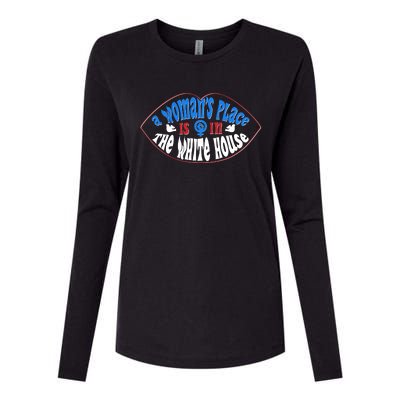 Cute Patriotic Rwb A Womans Place Is In The White House Womens Cotton Relaxed Long Sleeve T-Shirt