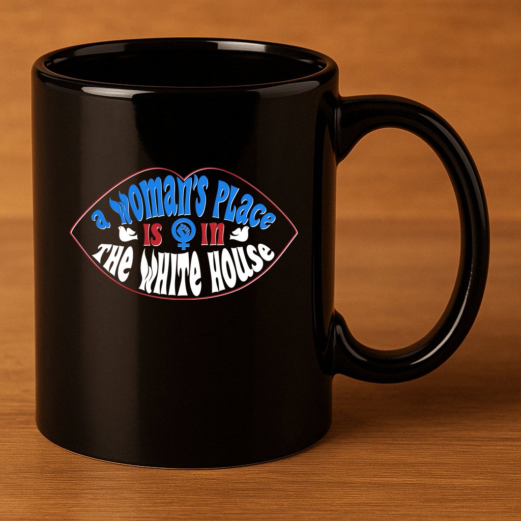 Cute Patriotic Rwb A Womans Place Is In The White House 11oz C Handle Ceramic Mug