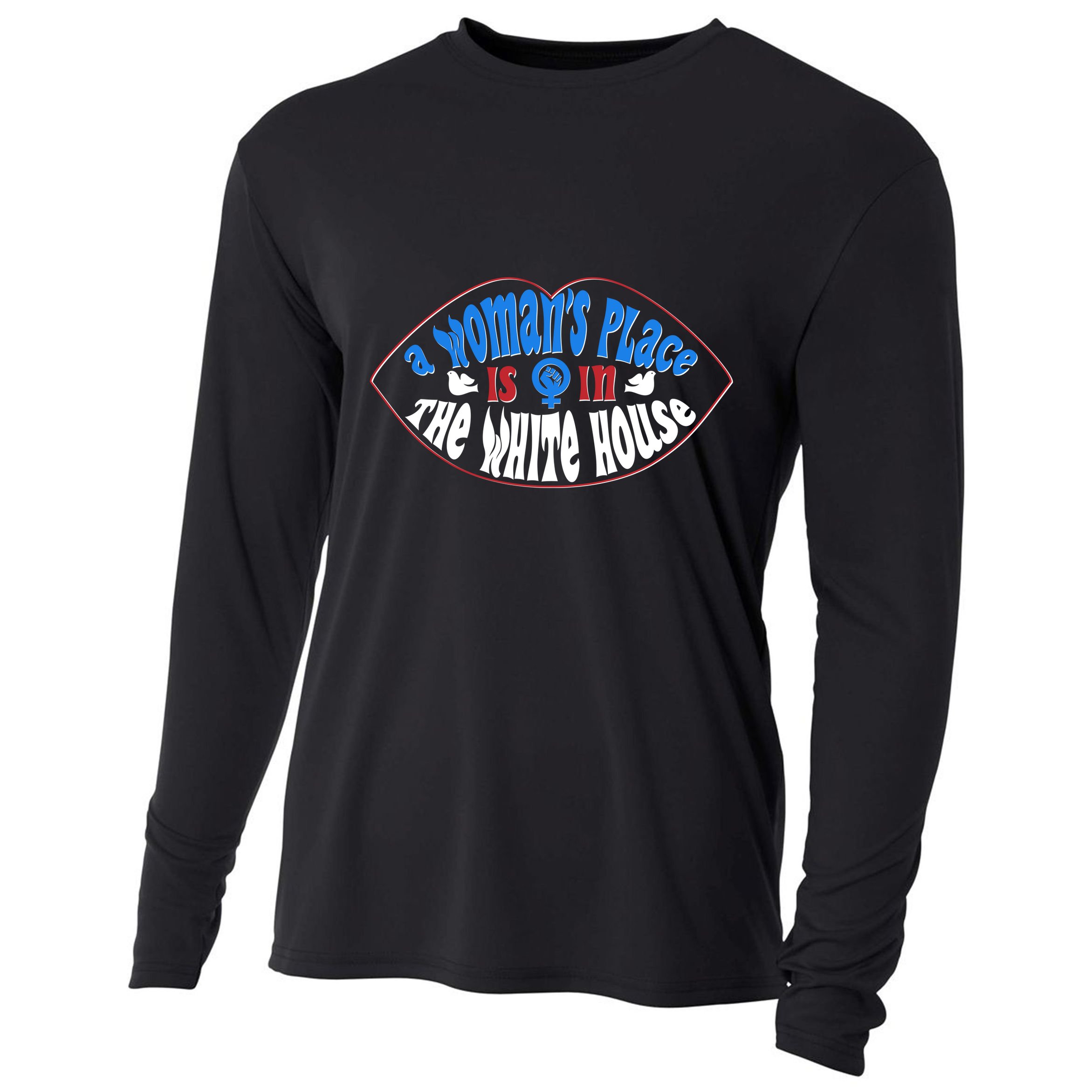 Cute Patriotic Rwb A Womans Place Is In The White House Cooling Performance Long Sleeve Crew
