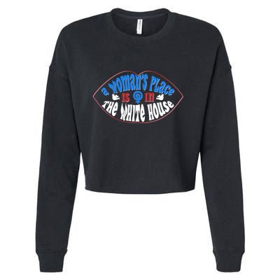 Cute Patriotic Rwb A Womans Place Is In The White House Cropped Pullover Crew