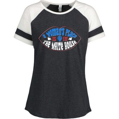 Cute Patriotic Rwb A Womans Place Is In The White House Enza Ladies Jersey Colorblock Tee