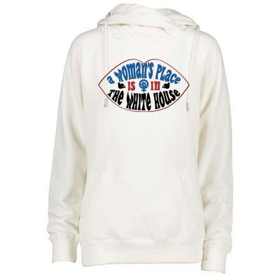 Cute Patriotic Rwb A Womans Place Is In The White House Womens Funnel Neck Pullover Hood