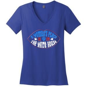 Cute Patriotic Rwb A Womans Place Is In The White House Women's V-Neck T-Shirt