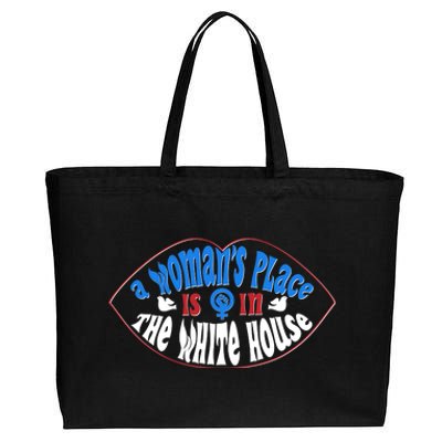 Cute Patriotic Rwb A Womans Place Is In The White House Cotton Canvas Jumbo Tote