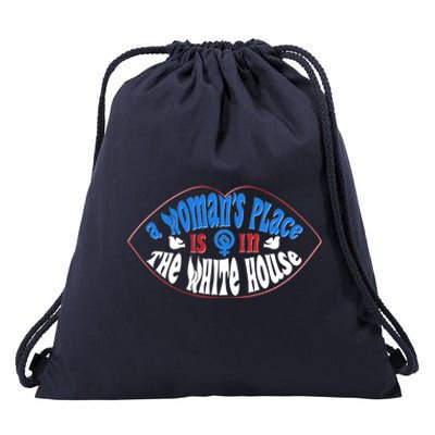 Cute Patriotic Rwb A Womans Place Is In The White House Drawstring Bag