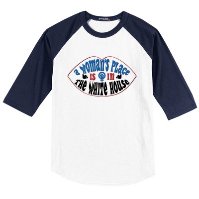 Cute Patriotic Rwb A Womans Place Is In The White House Baseball Sleeve Shirt