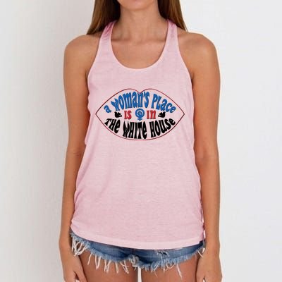 Cute Patriotic Rwb A Womans Place Is In The White House Women's Knotted Racerback Tank